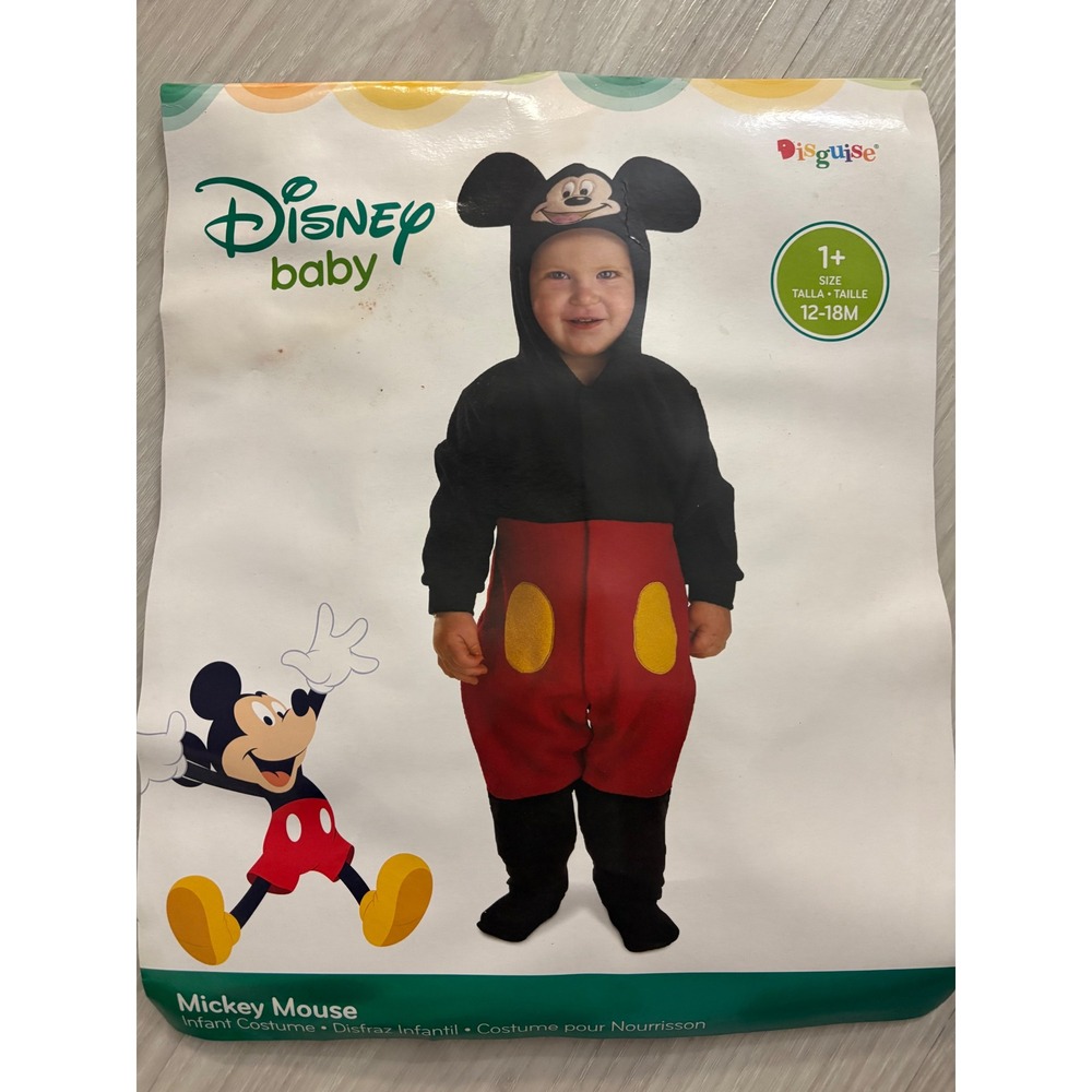 Mickey Mouse Disney Costume Infant Baby Disguise Black Red Jumpsuit 12-18 Month